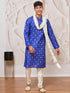 Men's Royal Blue Silk Blend Kurta,Pant And Dupatta Set